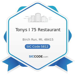 Tonys I 75 Restaurant - SIC Code 5812 - Eating Places