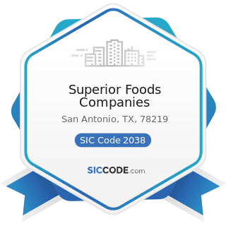 Superior Foods Companies - SIC Code 2038 - Frozen Specialties, Not Elsewhere Classified