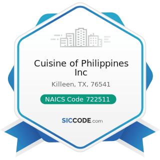 Cuisine of Philippines Inc - NAICS Code 722511 - Full-Service Restaurants