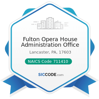 Fulton Opera House Administration Office - NAICS Code 711410 - Agents and Managers for Artists,...