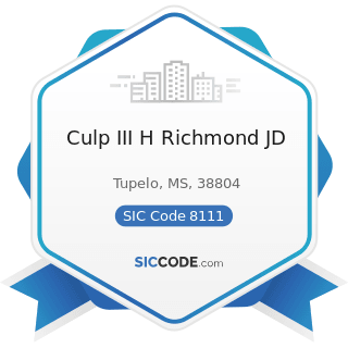 Culp III H Richmond JD - SIC Code 8111 - Legal Services
