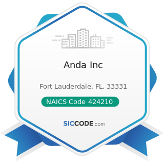 Anda Inc - NAICS Code 424210 - Drugs and Druggists' Sundries Merchant Wholesalers