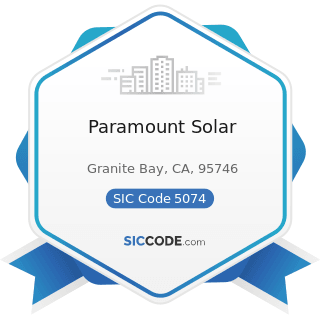 Paramount Solar - SIC Code 5074 - Plumbing and Heating Equipment and Supplies (Hydronics)