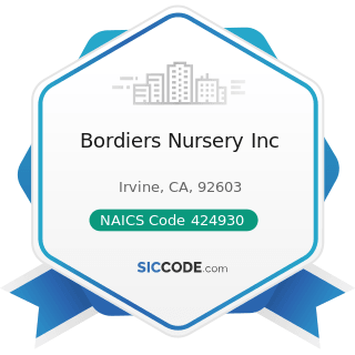 Bordiers Nursery Inc - NAICS Code 424930 - Flower, Nursery Stock, and Florists' Supplies...
