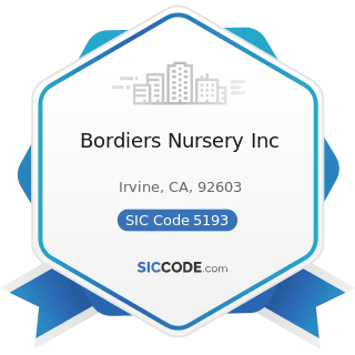Bordiers Nursery Inc - SIC Code 5193 - Flowers, Nursery Stock, and Florists' Supplies