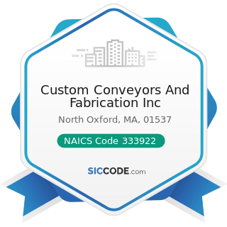 Custom Conveyors And Fabrication Inc - NAICS Code 333922 - Conveyor and Conveying Equipment...