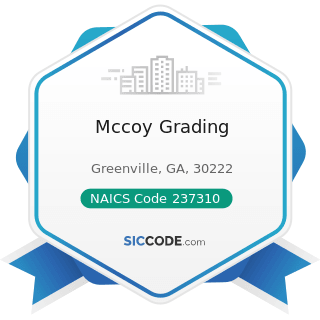Mccoy Grading - NAICS Code 237310 - Highway, Street, and Bridge Construction