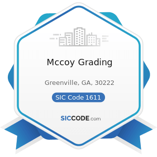 Mccoy Grading - SIC Code 1611 - Highway and Street Construction, except Elevated Highways