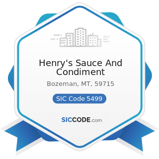 Henry's Sauce And Condiment - SIC Code 5499 - Miscellaneous Food Stores
