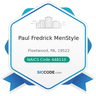 Paul Fredrick MenStyle - NAICS Code 448110 - Men's Clothing Stores