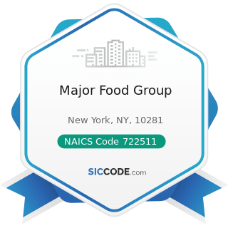 Major Food Group - NAICS Code 722511 - Full-Service Restaurants