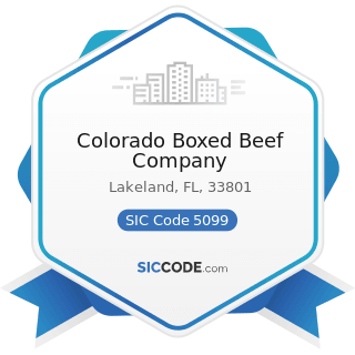 Colorado Boxed Beef Company - SIC Code 5099 - Durable Goods, Not Elsewhere Classified