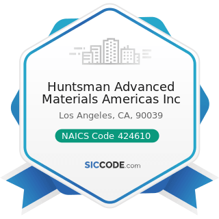 Huntsman Advanced Materials Americas Inc - NAICS Code 424610 - Plastics Materials and Basic...