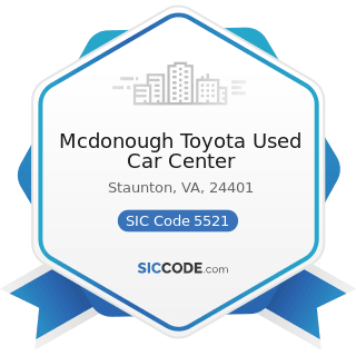 Mcdonough Toyota Used Car Center - SIC Code 5521 - Motor Vehicle Dealers (Used Only)