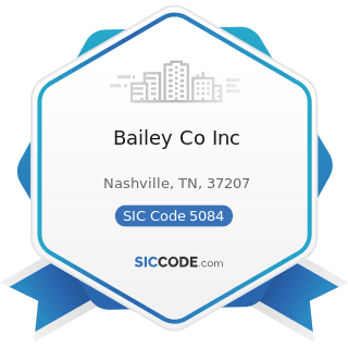 Bailey Co Inc - SIC Code 5084 - Industrial Machinery and Equipment