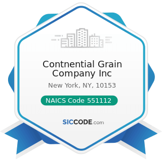 Contnential Grain Company Inc - NAICS Code 551112 - Offices of Other Holding Companies