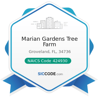 Marian Gardens Tree Farm - NAICS Code 424930 - Flower, Nursery Stock, and Florists' Supplies...