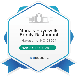Maria's Hayesville Family Restaurant - NAICS Code 722511 - Full-Service Restaurants