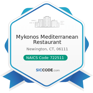 Mykonos Mediterranean Restaurant - NAICS Code 722511 - Full-Service Restaurants