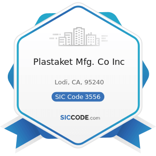 Plastaket Mfg. Co Inc - SIC Code 3556 - Food Products Machinery
