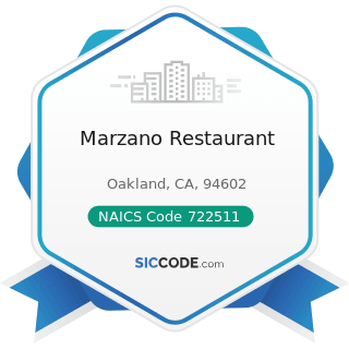 Marzano Restaurant - NAICS Code 722511 - Full-Service Restaurants