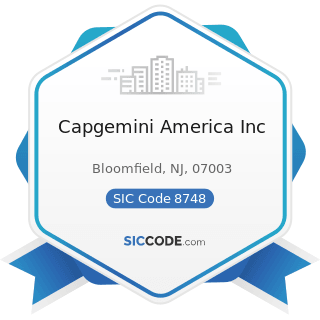 Capgemini America Inc - SIC Code 8748 - Business Consulting Services, Not Elsewhere Classified