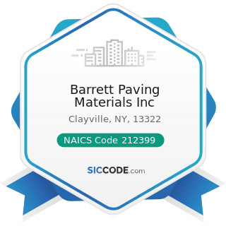 Barrett Paving Materials Inc - NAICS Code 212399 - All Other Nonmetallic Mineral Mining
