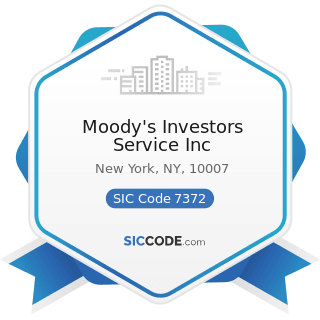 Moody's Investors Service Inc - SIC Code 7372 - Prepackaged Software