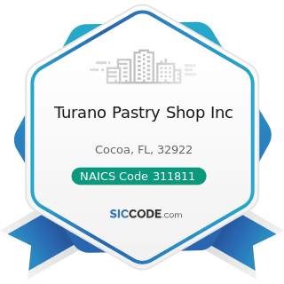 Turano Pastry Shop Inc - NAICS Code 311811 - Retail Bakeries