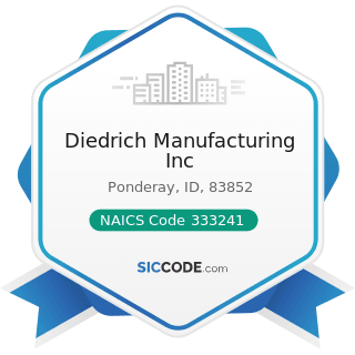 Diedrich Manufacturing Inc - NAICS Code 333241 - Food Product Machinery Manufacturing