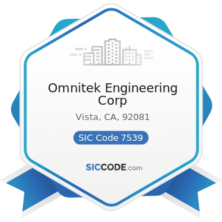Omnitek Engineering Corp - SIC Code 7539 - Automotive Repair Shops, Not Elsewhere Classified