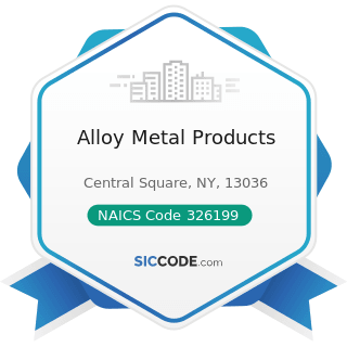 Alloy Metal Products - NAICS Code 326199 - All Other Plastics Product Manufacturing