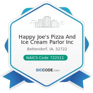 Happy Joe's Pizza And Ice Cream Parlor Inc - NAICS Code 722511 - Full-Service Restaurants