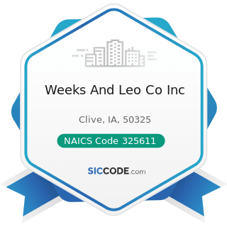 Weeks And Leo Co Inc - NAICS Code 325611 - Soap and Other Detergent Manufacturing