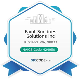 Paint Sundries Solutions Inc - NAICS Code 424950 - Paint, Varnish, and Supplies Merchant...
