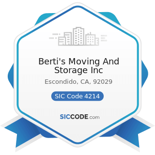 Berti's Moving And Storage Inc - SIC Code 4214 - Local Trucking with Storage