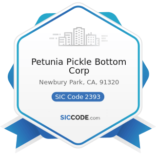 Petunia Pickle Bottom Corp - SIC Code 2393 - Textile Bags
