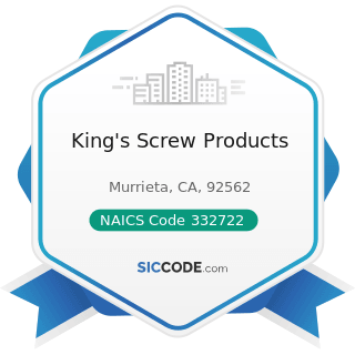 King's Screw Products - NAICS Code 332722 - Bolt, Nut, Screw, Rivet, and Washer Manufacturing