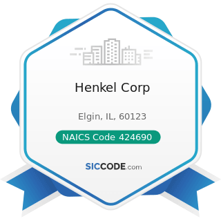 Henkel Corp - NAICS Code 424690 - Other Chemical and Allied Products Merchant Wholesalers