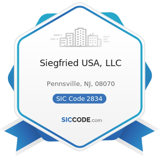 Siegfried USA, LLC - SIC Code 2834 - Pharmaceutical Preparations