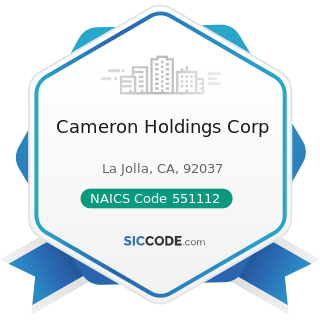 Cameron Holdings Corp - NAICS Code 551112 - Offices of Other Holding Companies