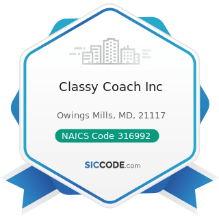 Classy Coach Inc - NAICS Code 316992 - Women's Handbag and Purse Manufacturing