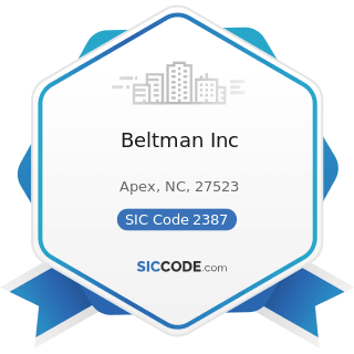 Beltman Inc - SIC Code 2387 - Apparel Belts