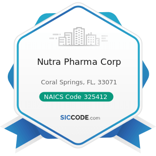 Nutra Pharma Corp - NAICS Code 325412 - Pharmaceutical Preparation Manufacturing