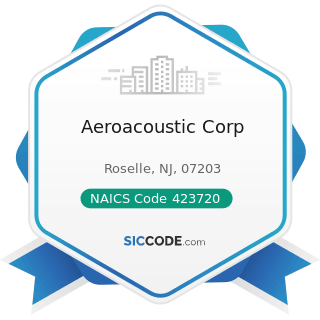 Aeroacoustic Corp - NAICS Code 423720 - Plumbing and Heating Equipment and Supplies (Hydronics)...