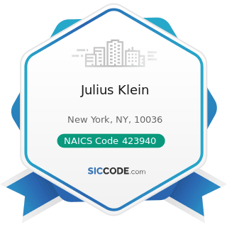 Julius Klein - NAICS Code 423940 - Jewelry, Watch, Precious Stone, and Precious Metal Merchant...