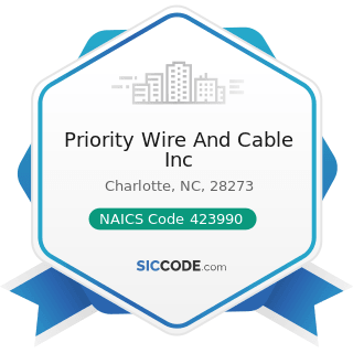 Priority Wire And Cable Inc - NAICS Code 423990 - Other Miscellaneous Durable Goods Merchant...