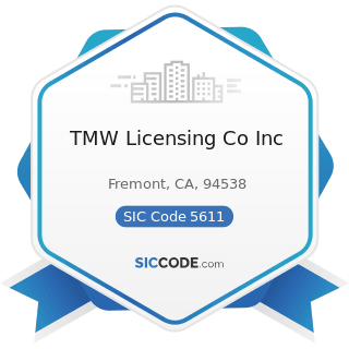 TMW Licensing Co Inc - SIC Code 5611 - Men's and Boys' Clothing and Accessory Stores