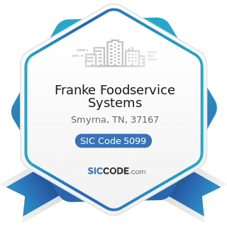 Franke Foodservice Systems - SIC Code 5099 - Durable Goods, Not Elsewhere Classified