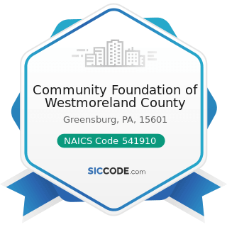 Community Foundation of Westmoreland County - NAICS Code 541910 - Marketing Research and Public...